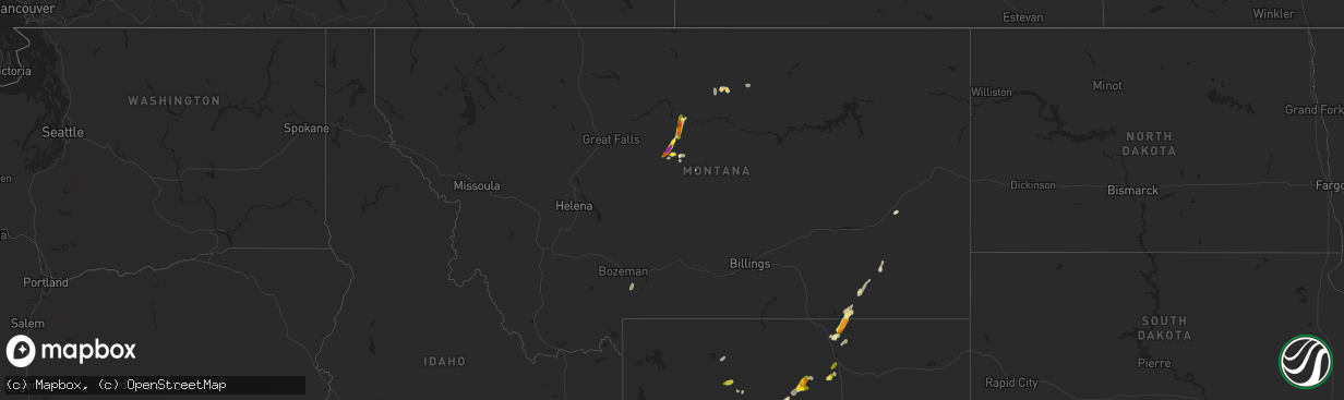 Hail map in Montana on June 6, 2018