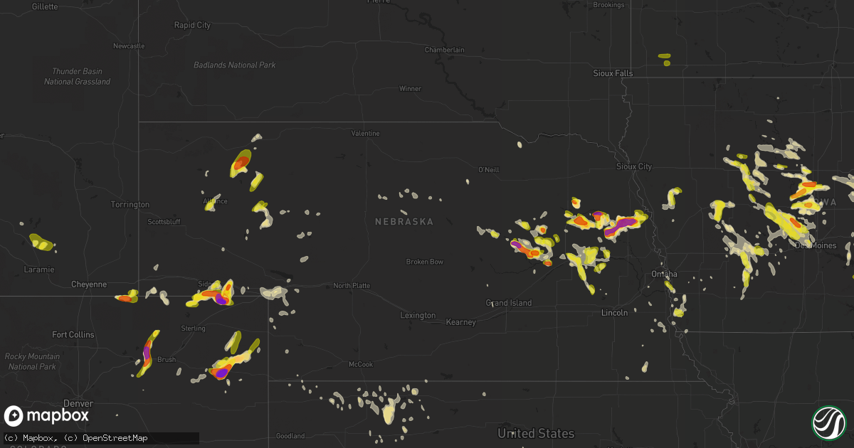 Hail map in Nebraska on June 6, 2018