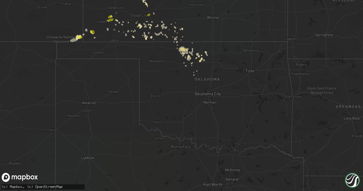 Hail map in Oklahoma on June 6, 2018
