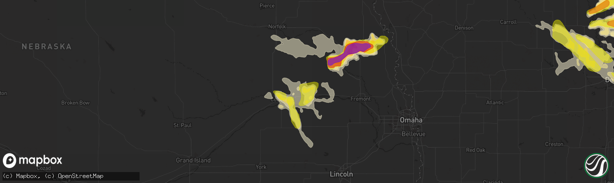 Hail map in Schuyler, NE on June 6, 2018