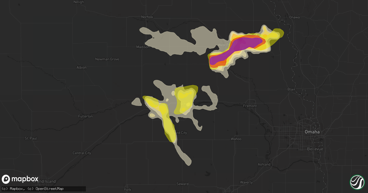Hail map in Schuyler, NE on June 6, 2018