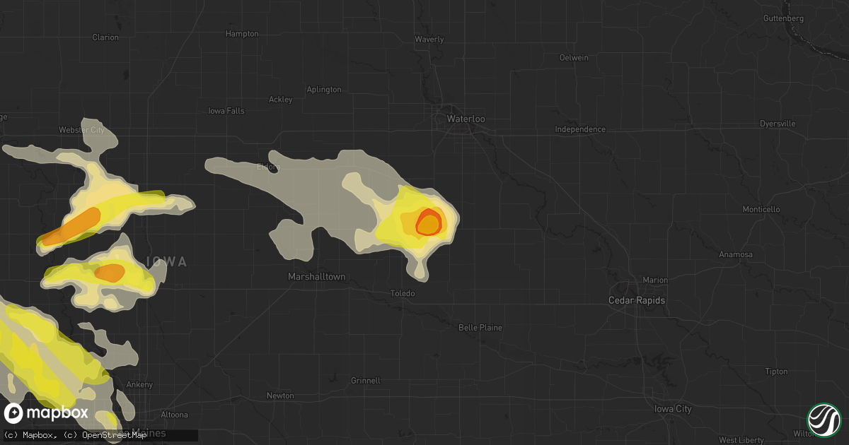Hail map in Traer, IA on June 6, 2018