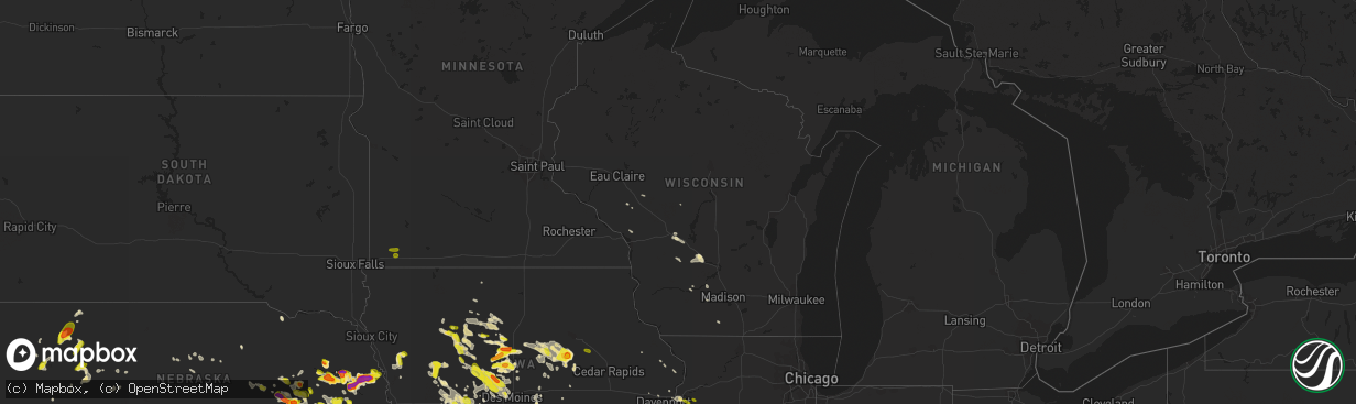 Hail map in Wisconsin on June 6, 2018