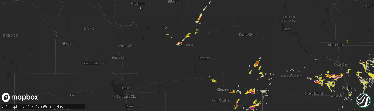 Hail map in Wyoming on June 6, 2018