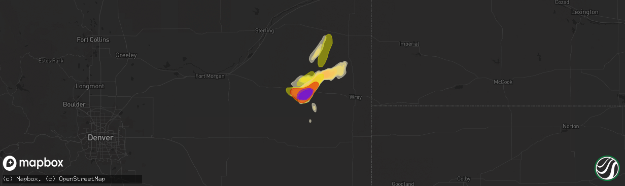 Hail map in Yuma, CO on June 6, 2018