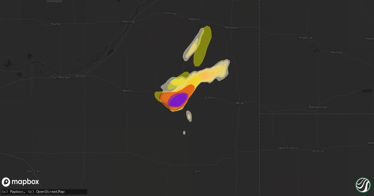 Hail map in Yuma, CO on June 6, 2018