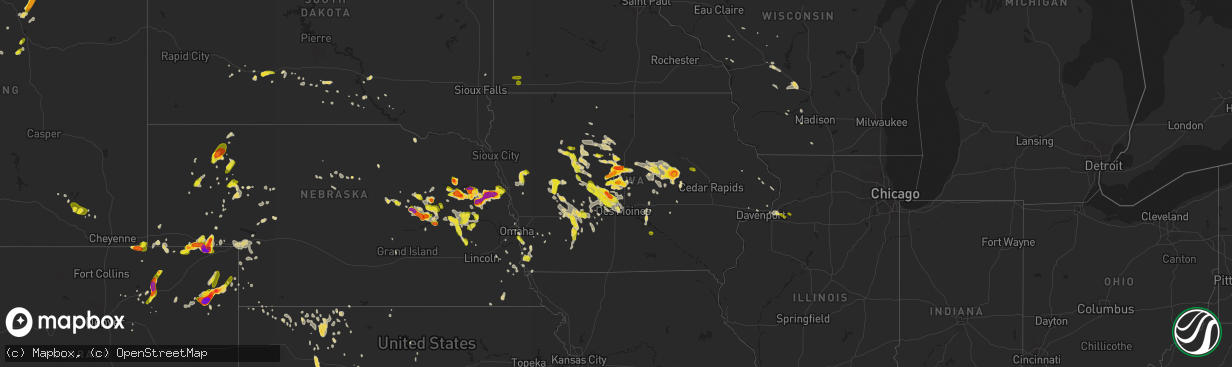 Hail map on June 6, 2018