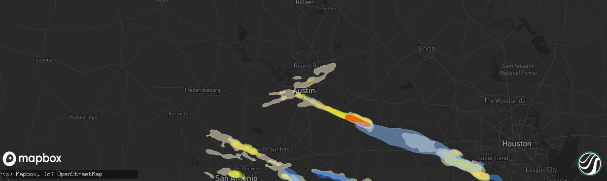 Hail map in Austin, TX on June 6, 2019