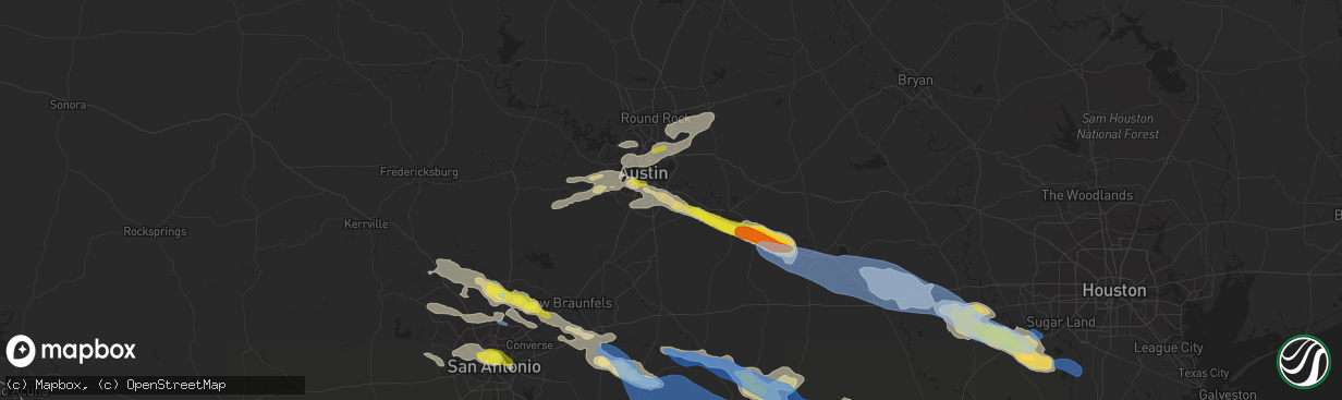 Hail map in Del Valle, TX on June 6, 2019