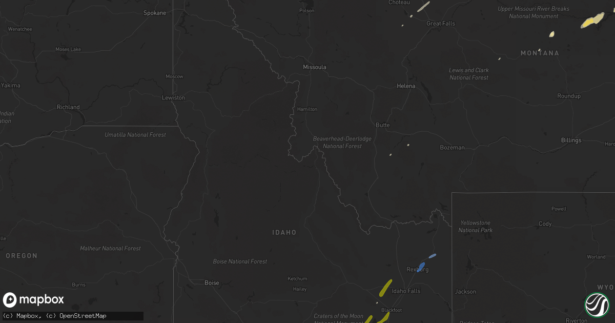 Hail map in Idaho on June 6, 2019