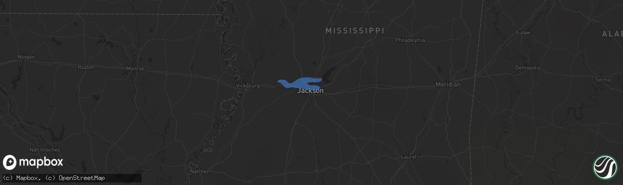 Hail map in Jackson, MS on June 6, 2019