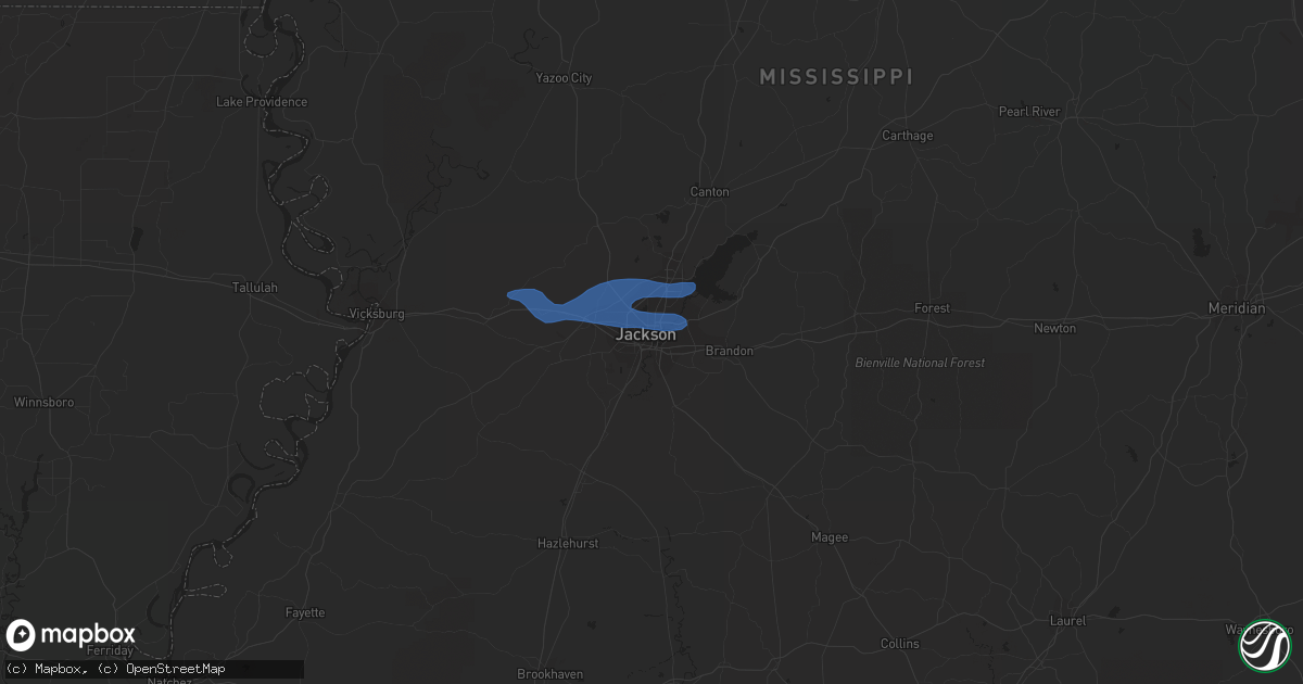 Hail map in Jackson, MS on June 6, 2019