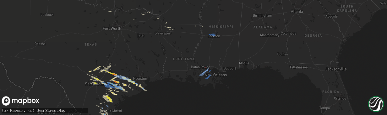 Hail map in Louisiana on June 6, 2019