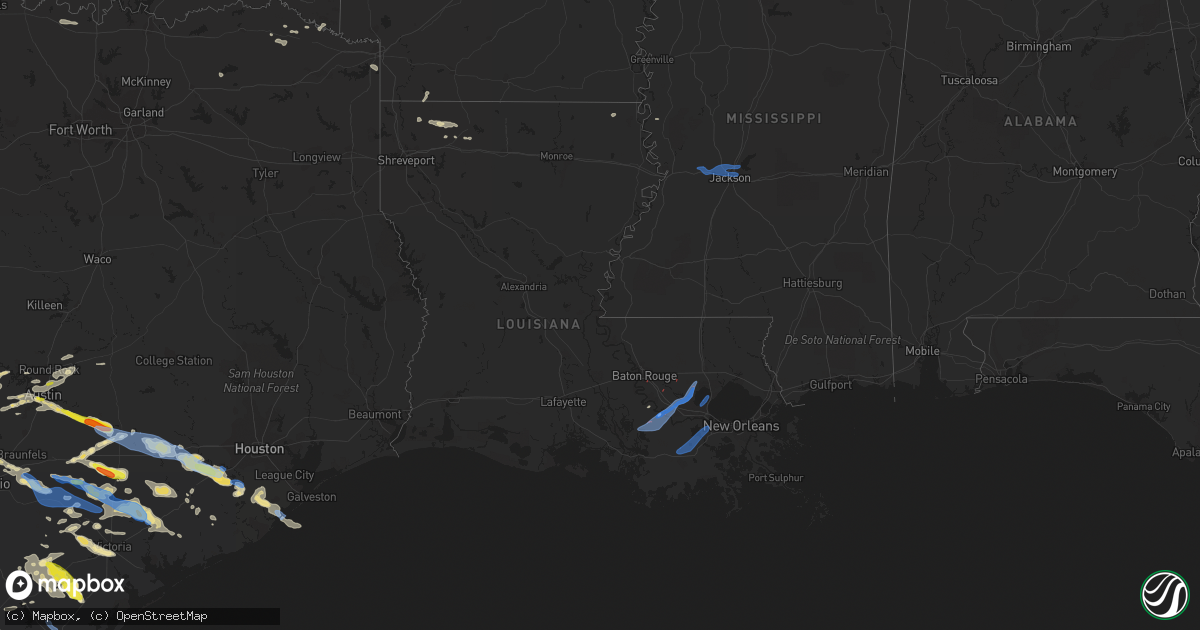 Hail map in Louisiana on June 6, 2019