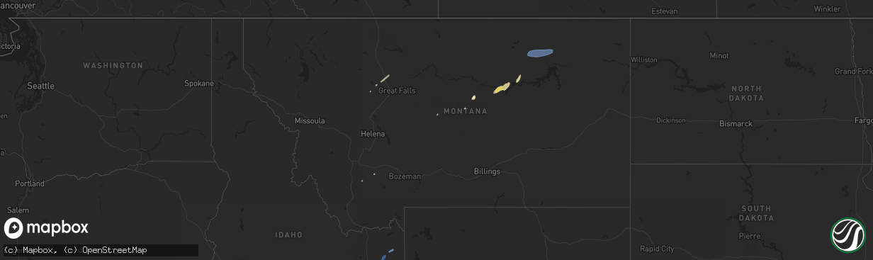 Hail map in Montana on June 6, 2019