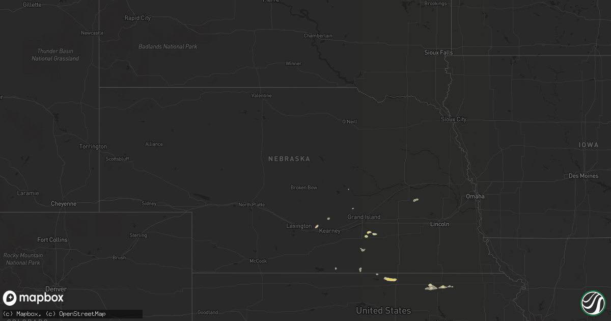 Hail map in Nebraska on June 6, 2019