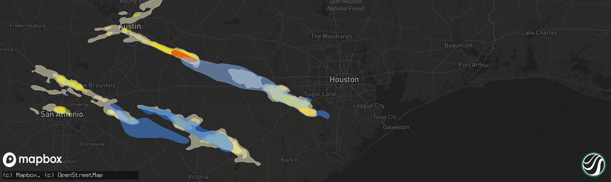 Hail map in Richmond, TX on June 6, 2019