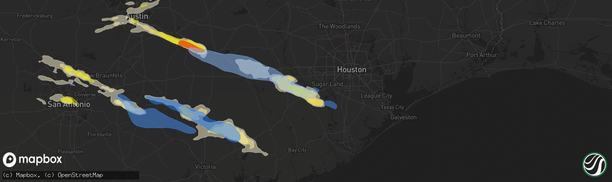 Hail map in Rosenberg, TX on June 6, 2019