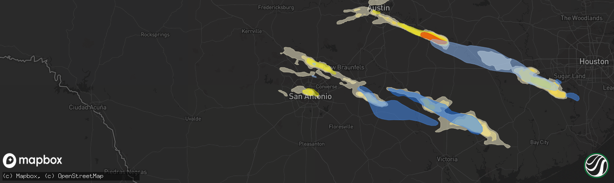 Hail map in San Antonio, TX on June 6, 2019