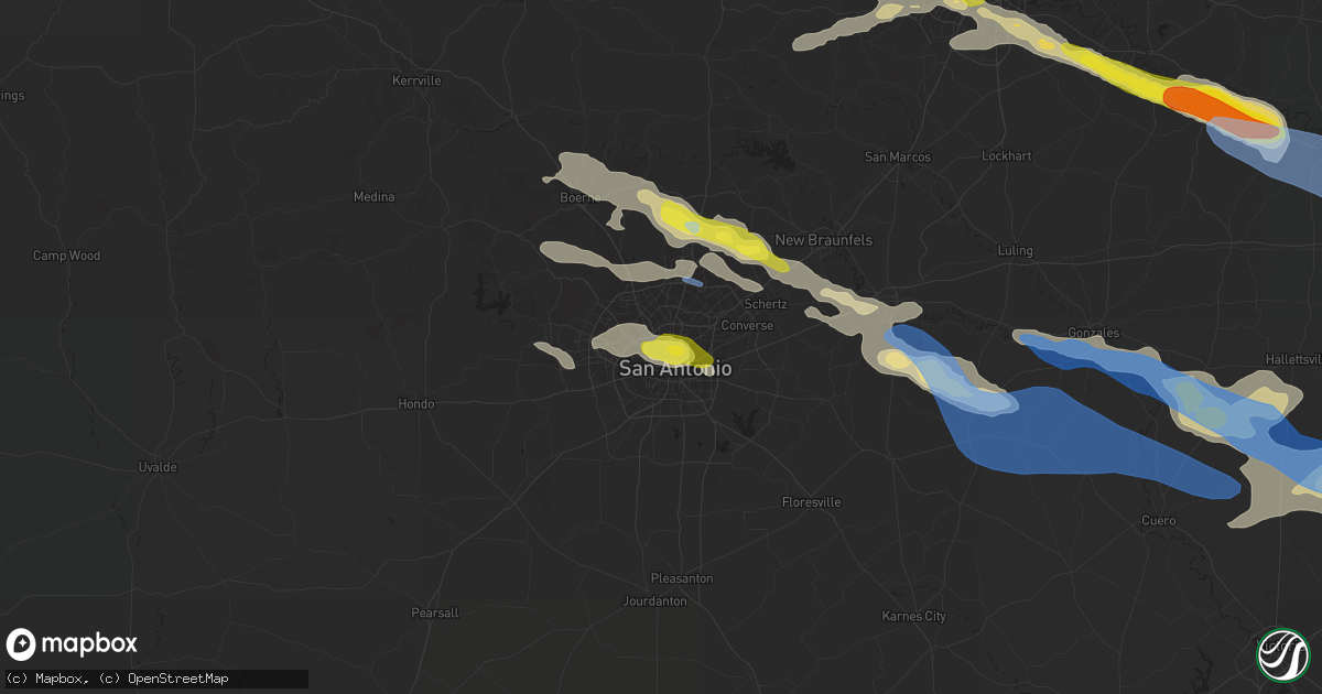 Hail map in San Antonio, TX on June 6, 2019