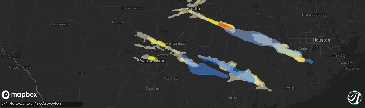 Hail map in Seguin, TX on June 6, 2019