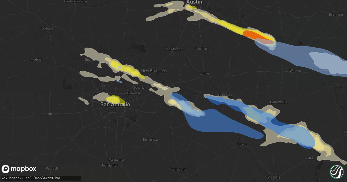 Hail map in Seguin, TX on June 6, 2019