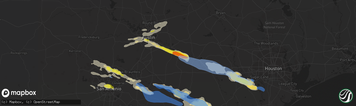 Hail map in Smithville, TX on June 6, 2019