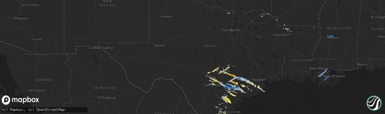 Hail map in Texas on June 6, 2019