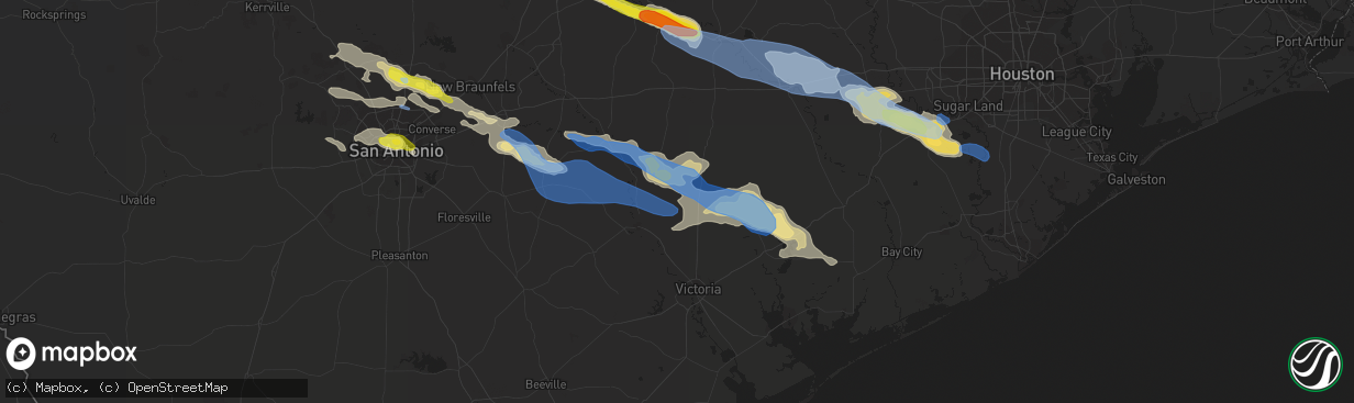 Hail map in Yoakum, TX on June 6, 2019