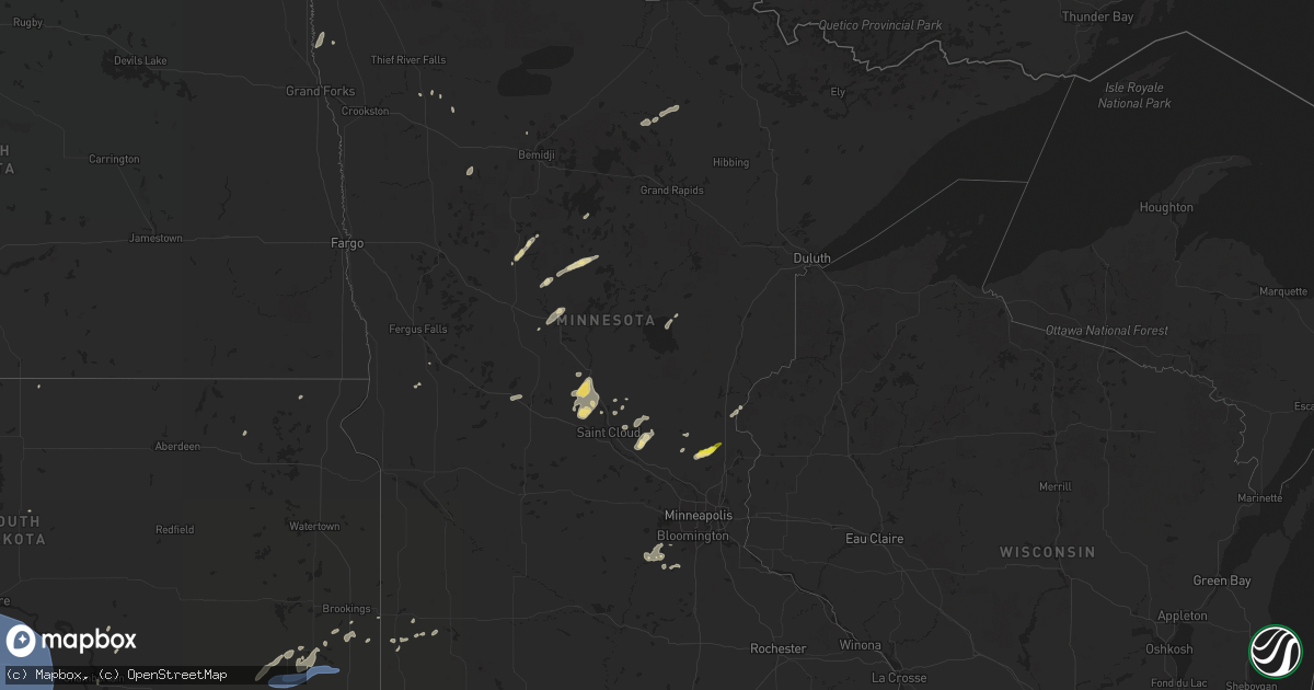 Hail map in Minnesota on June 6, 2020