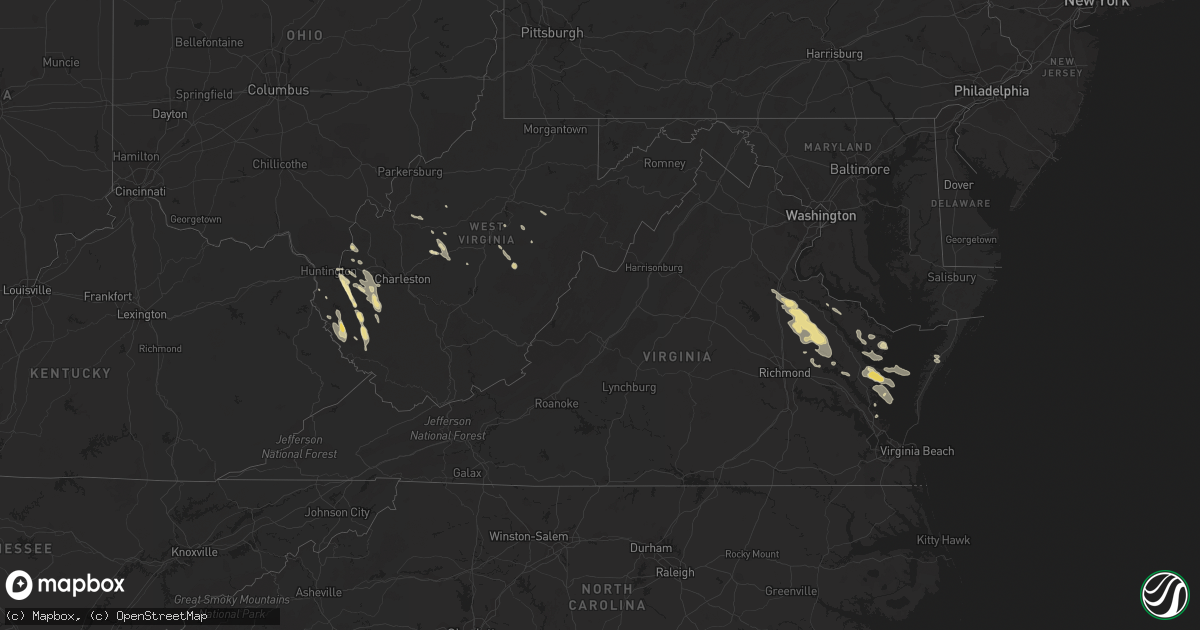 Hail map in Virginia on June 6, 2020