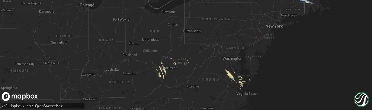 Hail map in West Virginia on June 6, 2020