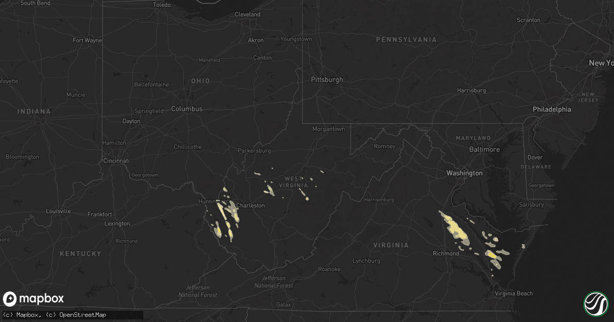 Hail map in West Virginia on June 6, 2020