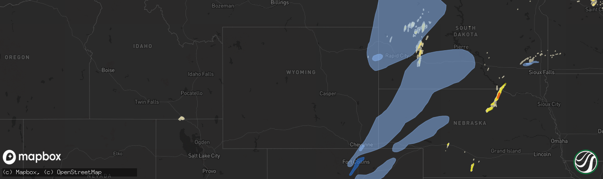 Hail map in Wyoming on June 6, 2020