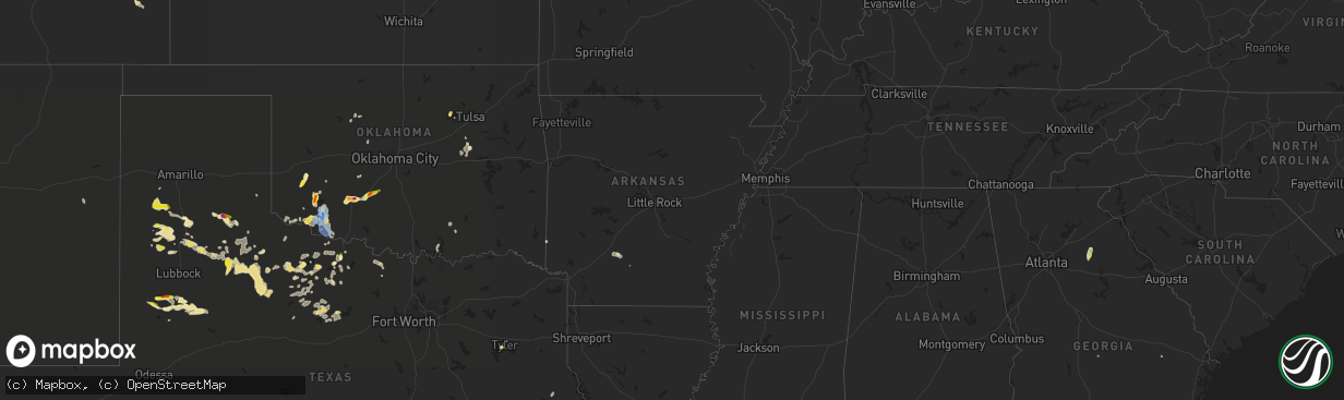 Hail map in Arkansas on June 6, 2021