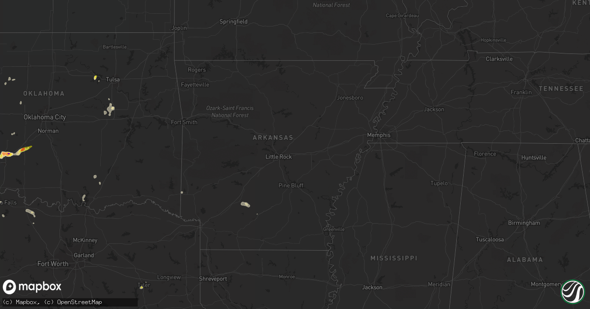 Hail map in Arkansas on June 6, 2021
