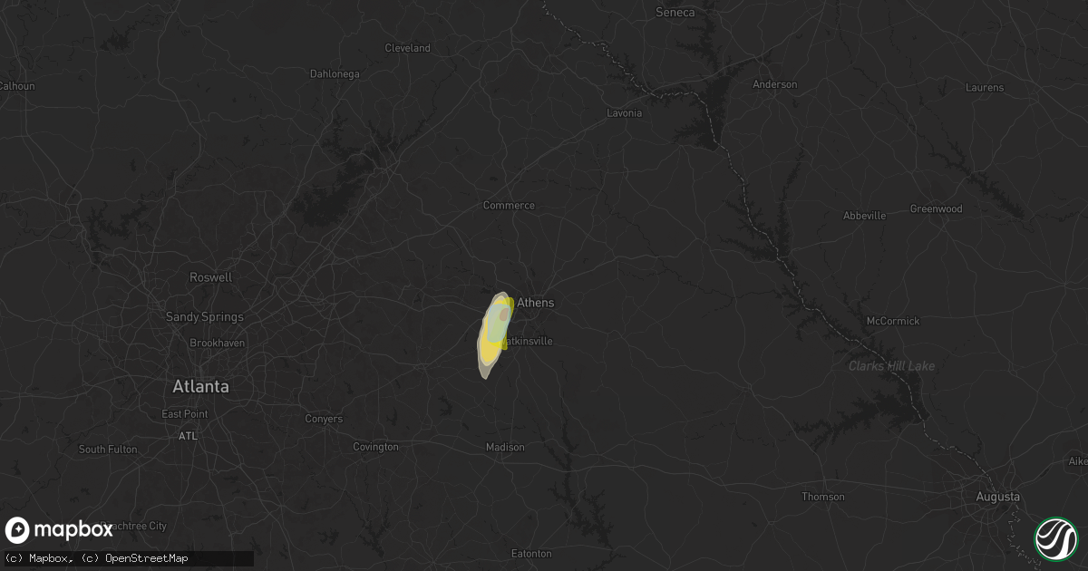 Hail map in Athens, GA on June 6, 2021