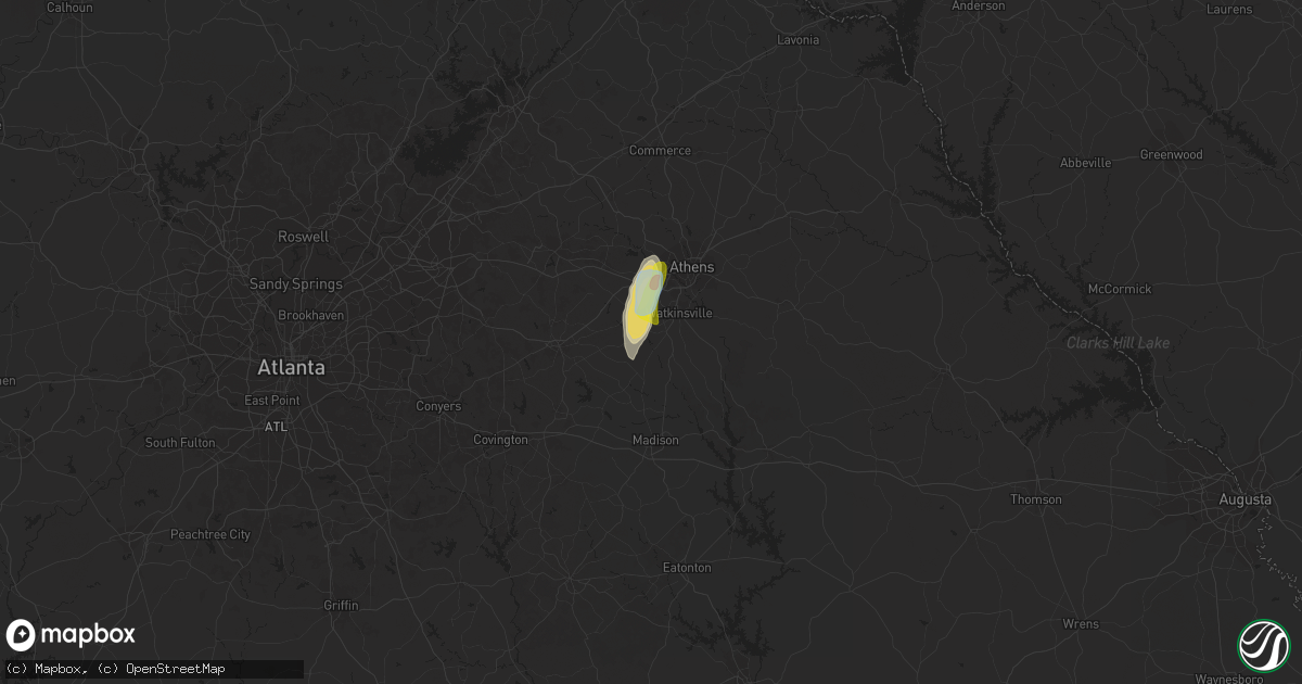 Hail map in Bishop, GA on June 6, 2021