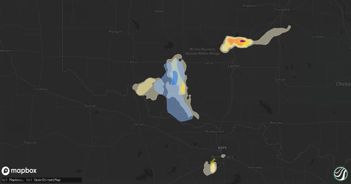 Hail map in Frederick, OK on June 6, 2021