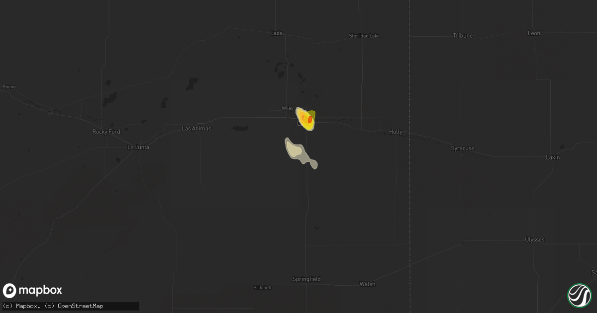 Hail map in Lamar, CO on June 6, 2021