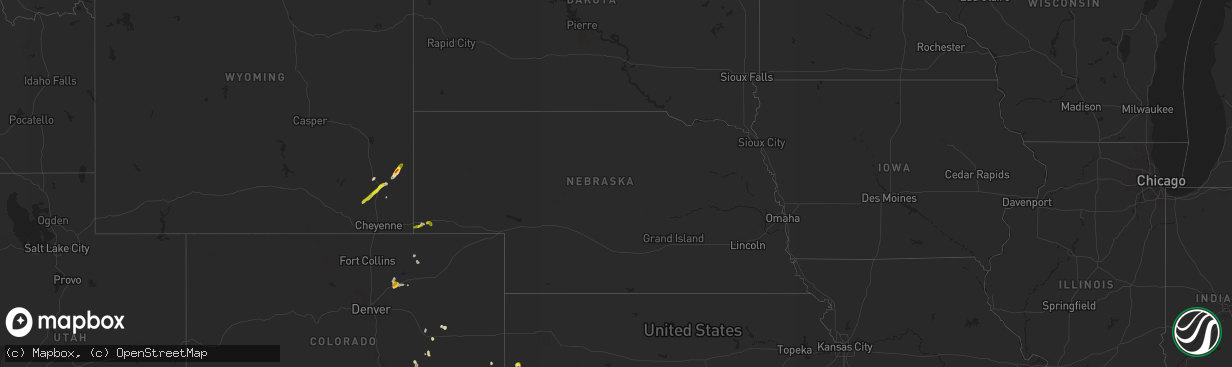 Hail map in Nebraska on June 6, 2021