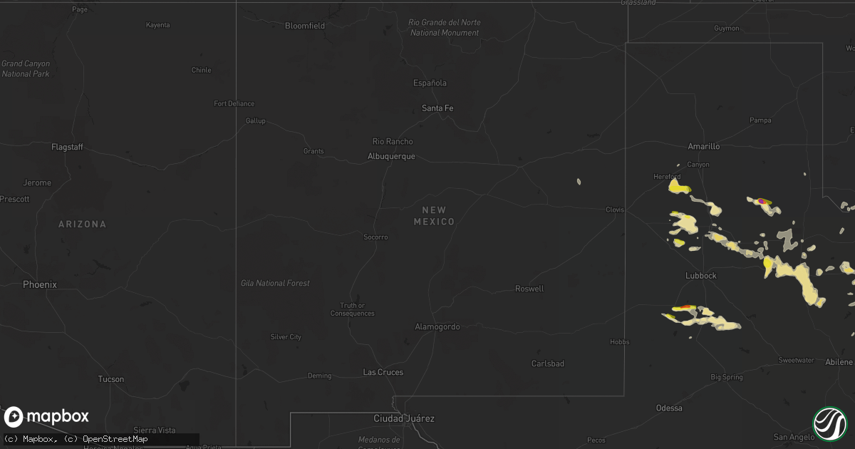 Hail map in New Mexico on June 6, 2021