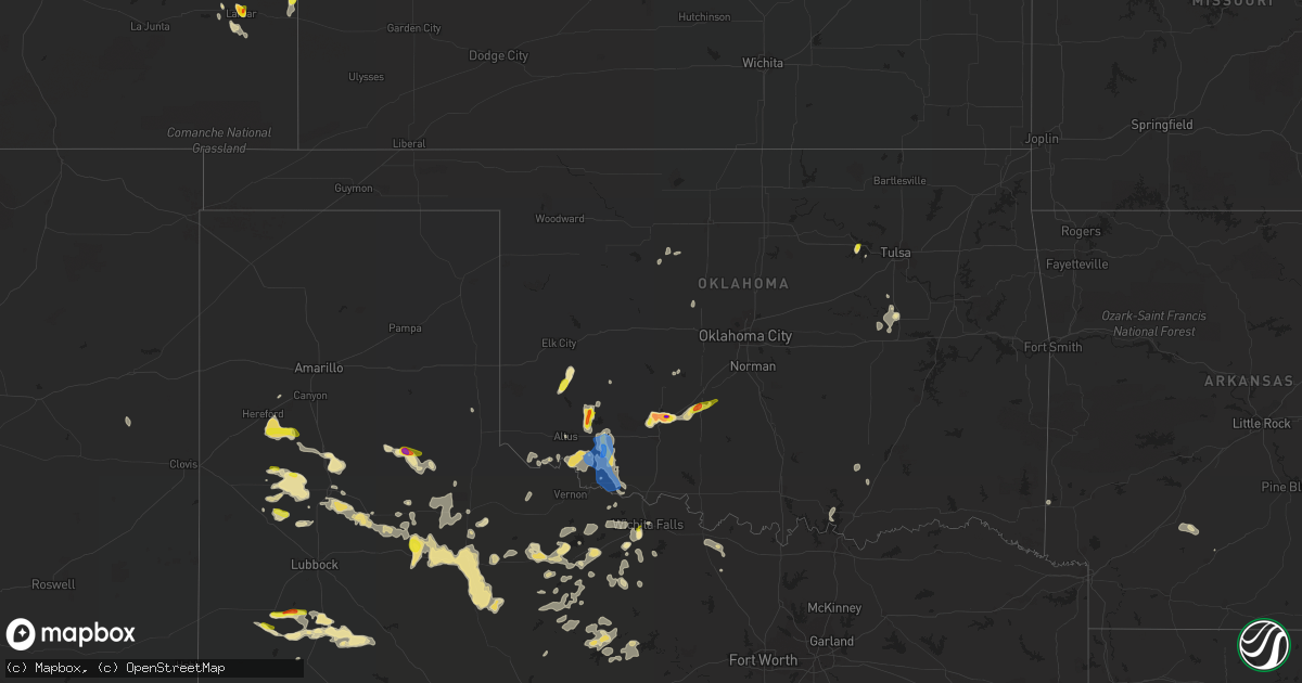 Hail map in Oklahoma on June 6, 2021