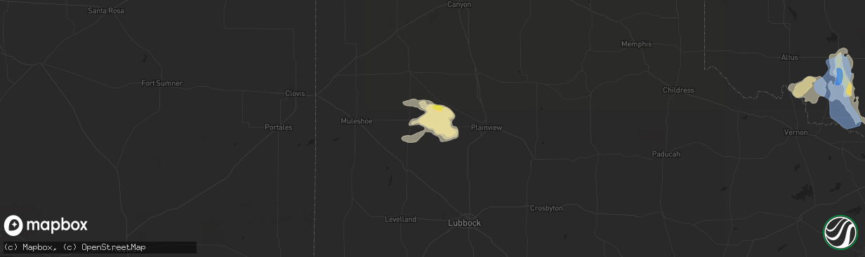 Hail map in Olton, TX on June 6, 2021
