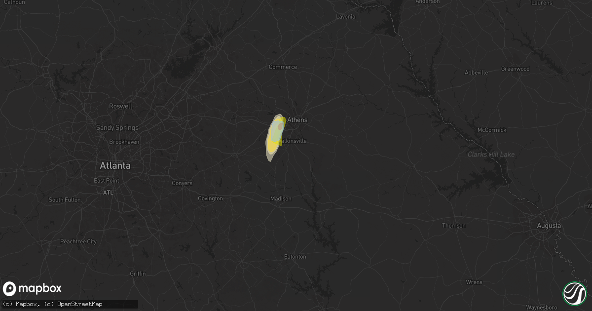 Hail map in Watkinsville, GA on June 6, 2021