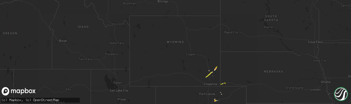 Hail map in Wyoming on June 6, 2021