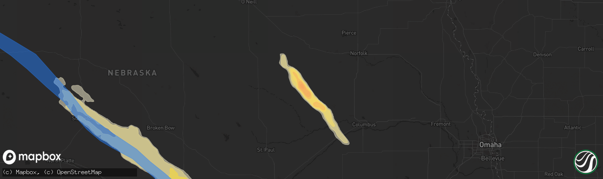 Hail map in Albion, NE on June 6, 2022