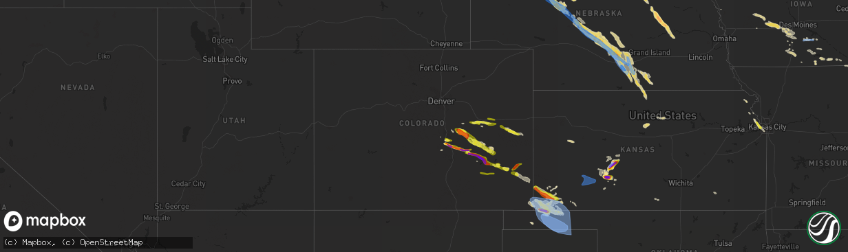 Hail map in Colorado on June 6, 2022