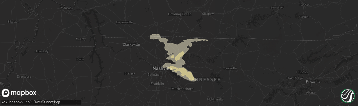 Hail map in Gallatin, TN on June 6, 2022