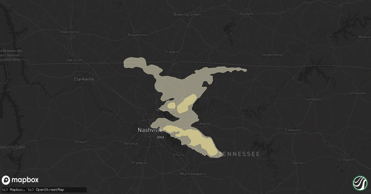 Hail map in Gallatin, TN on June 6, 2022
